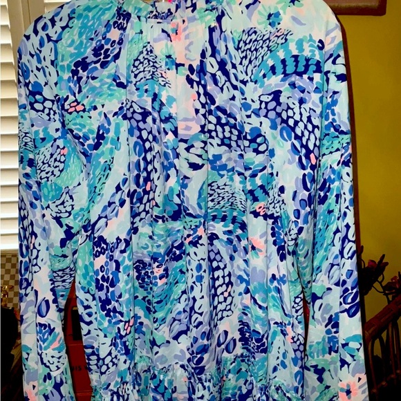 Lilly Pulitzer NWT Savanna Top Turquoise Wave After Wave $138 Size XXS - Picture 4 of 8
